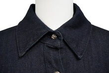 Load image into Gallery viewer, CHROME HEARTS クロムハーツ セメタリ― クロス パッチ 長袖シャツ ネイビー クロスボタン トップス サイズS 美品 中古 57072