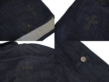 Load image into Gallery viewer, CHROME HEARTS クロムハーツ セメタリ― クロス パッチ 長袖シャツ ネイビー クロスボタン トップス サイズS 美品 中古 57072