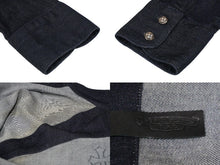 Load image into Gallery viewer, CHROME HEARTS クロムハーツ セメタリ― クロス パッチ 長袖シャツ ネイビー クロスボタン トップス サイズS 美品 中古 57072