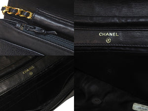 CHANEL シャネル ココマーク チェーンウォレット 4番台 長財布 キャビアスキン ブラック ゴールド金具 美品 中古 57114