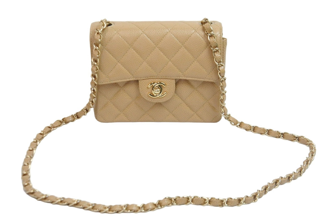 極美品 CHANEL シャネル ミニマトラッセ ベージュ キャビアスキン 8番台 ラムスキン ショルダーバッグ 中古 57133
