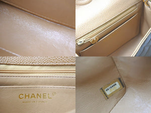極美品 CHANEL シャネル ミニマトラッセ ベージュ キャビアスキン 8番台 ラムスキン ショルダーバッグ 中古 57133