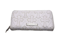 Load image into Gallery viewer, CHROME HEARTS クロムハーツ 長財布 REC-F セメタリークロスパッチ レザー シルバー925 ホワイト シルバー金具 良品 中古 57153
