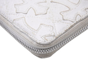 CHROME HEARTS クロムハーツ 長財布 REC-F セメタリークロスパッチ レザー シルバー925 ホワイト シルバー金具 良品 中古 57153