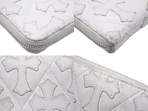 CHROME HEARTS クロムハーツ 長財布 REC-F セメタリークロスパッチ レザー シルバー925 ホワイト シルバー金具 良品 中古 57153