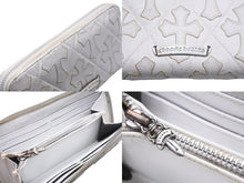Load image into Gallery viewer, CHROME HEARTS クロムハーツ 長財布 REC-F セメタリークロスパッチ レザー シルバー925 ホワイト シルバー金具 良品 中古 57153