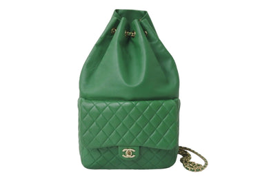 CHANEL シャネル マトラッセ チェーン リュックサック 21番台 ラムスキン グリーン ゴールド金具 ココマーク 美品 中古 57158