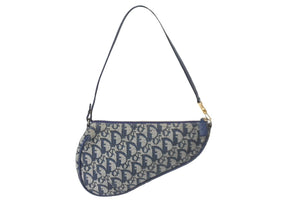 Christian Dior クリスチャンディオール ハンドバッグ トロッター サドル ポーチ ネイビー 総柄 美品 中古 57170
