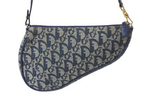 Load image into Gallery viewer, Christian Dior クリスチャンディオール ハンドバッグ トロッター サドル ポーチ ネイビー 総柄 美品 中古 57170