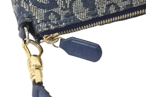 Christian Dior クリスチャンディオール ハンドバッグ トロッター サドル ポーチ ネイビー 総柄 美品 中古 57170