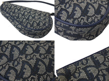 Load image into Gallery viewer, Christian Dior クリスチャンディオール ハンドバッグ トロッター サドル ポーチ ネイビー 総柄 美品 中古 57170