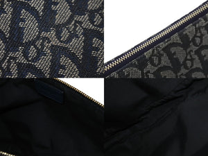 Christian Dior クリスチャンディオール ハンドバッグ トロッター サドル ポーチ ネイビー 総柄 美品 中古 57170