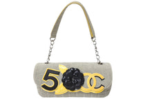 Load image into Gallery viewer, CHANEL シャネル チェーンワンショルダーバッグ No,5 CC カメリア 10番台 2006年 キャンバス シルバー金具 美品 中古 57176