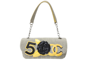 CHANEL シャネル チェーンワンショルダーバッグ No,5 CC カメリア 10番台 2006年 キャンバス シルバー金具 美品 中古 57176