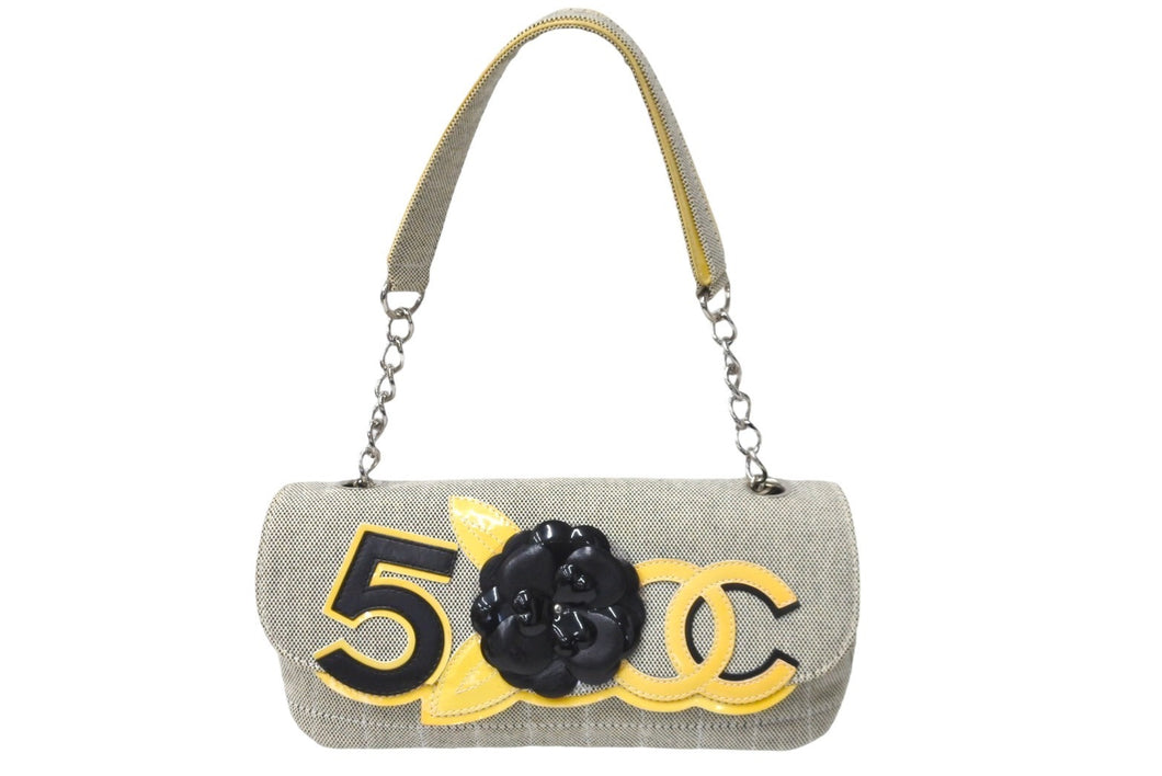 CHANEL シャネル チェーンワンショルダーバッグ No,5 CC カメリア 10番台 2006年 キャンバス シルバー金具 美品 中古 57176