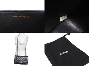 CHANEL シャネル チェーンショルダーバッグ ダイアナ 25 マトラッセ キャビアスキン 3番台 1995年 ブラック ゴールド 美品 中古 57184