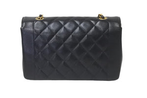 CHANEL シャネル チェーンショルダーバッグ ダイアナ 25 マトラッセ キャビアスキン 3番台 1995年 ブラック ゴールド 美品 中古 57184