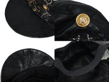 Load image into Gallery viewer, VERSACE ヴェルサーチ キャップ 帽子 メデューサ ヴィンテージ 90年代 レザー ブラック ゴールド金具 サイズS 良品 中古 57191