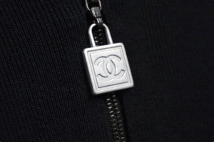 CHANEL シャネル ブルゾン ロゴテープニットジャケット 04P スポーツライン コットン サイズ38 P22870V01521 美品 中古 57213