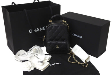 新品未使用 CHANEL シャネル リュック ミニリュック チェーン ココマーク ブラック キャビアスキン シルバー金具 中古 57214