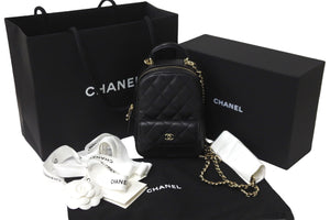 新品未使用 CHANEL シャネル リュック ミニリュック チェーン ココマーク ブラック キャビアスキン シルバー金具 中古 57214