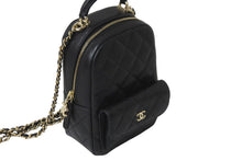 Load image into Gallery viewer, 新品未使用 CHANEL シャネル リュック ミニリュック チェーン ココマーク ブラック キャビアスキン シルバー金具 中古 57214