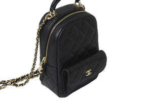 新品未使用 CHANEL シャネル リュック ミニリュック チェーン ココマーク ブラック キャビアスキン シルバー金具 中古 57214