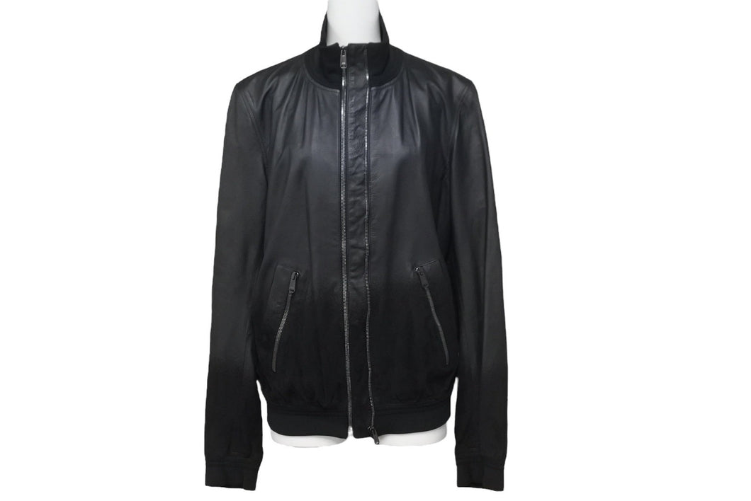 YVES SAINT LAURENT イヴサンローラン 2WAY ジップレザージャケット ブラック 羊革 46 212276 Y5SCA 美品 中古 57247 