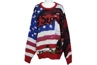 Supreme シュプリーム 21SS デジタルフラッグセーター マルチカラー アメリカニットトップス ロゴ サイズL 美品 中古 57252 