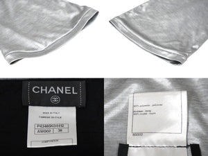 CHANEL シャネル 長袖Ｔシャツ ビッグCCロゴTシャツ サイズ38 シルバー AW002 P43485K04412 美品 中古 57254