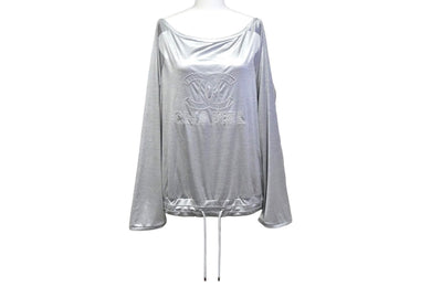 CHANEL シャネル 長袖Ｔシャツ ビッグCCロゴTシャツ サイズ38 シルバー AW002 P43485K04412 美品 中古 57254