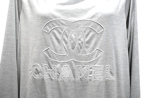 CHANEL シャネル 長袖Ｔシャツ ビッグCCロゴTシャツ サイズ38 シルバー AW002 P43485K04412 美品 中古 57254