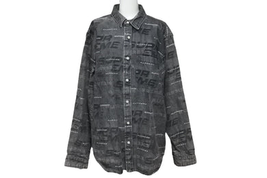 シュプリーム SUPREME DIMESIONS Logo DENIM SHIRT ディメンション デニムシャツ 2019AW 総柄ロゴ M 美品 中古 57283 