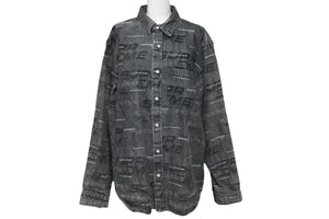 シュプリーム SUPREME DIMESIONS Logo DENIM SHIRT ディメンション デニムシャツ 2019AW 総柄ロゴ M 美品 中古 57283 