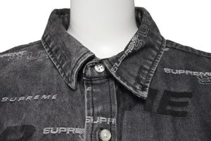 シュプリーム SUPREME DIMESIONS Logo DENIM SHIRT ディメンション デニムシャツ 2019AW 総柄ロゴ M 美品 中古 57283 