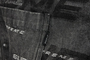 シュプリーム SUPREME DIMESIONS Logo DENIM SHIRT ディメンション デニムシャツ 2019AW 総柄ロゴ M 美品 中古 57283 