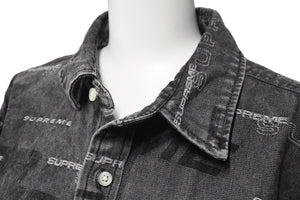 シュプリーム SUPREME DIMESIONS Logo DENIM SHIRT ディメンション デニムシャツ 2019AW 総柄ロゴ M 美品 中古 57283 