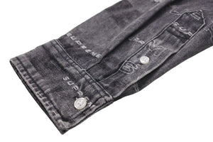 シュプリーム SUPREME DIMESIONS Logo DENIM SHIRT ディメンション デニムシャツ 2019AW 総柄ロゴ M 美品 中古 57283 