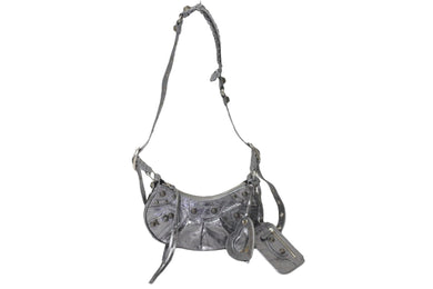 極美品 BALENCIAGA バレンシアガ LE CAGOLE 定価328900円 カゴールXS ショルダーバッグ 671309 レザー シルバー 中古 57302