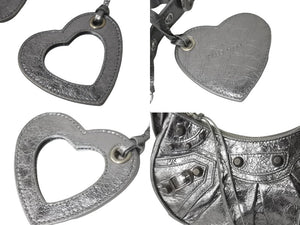 極美品 BALENCIAGA バレンシアガ LE CAGOLE 定価328900円 カゴールXS ショルダーバッグ 671309 レザー シルバー 中古 57302