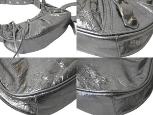 極美品 BALENCIAGA バレンシアガ LE CAGOLE 定価328900円 カゴールXS ショルダーバッグ 671309 レザー シルバー 中古 57302