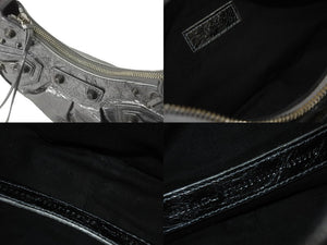 極美品 BALENCIAGA バレンシアガ LE CAGOLE 定価328900円 カゴールXS ショルダーバッグ 671309 レザー シルバー 中古 57302