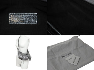 極美品 BALENCIAGA バレンシアガ LE CAGOLE 定価328900円 カゴールXS ショルダーバッグ 671309 レザー シルバー 中古 57302