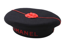 Load image into Gallery viewer, CHANEL シャネル 激レア ベレー帽 花リボン付き ヴィンテージ サイズ57 ブラック 8512003327084 美品 中古 57314