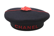 Load image into Gallery viewer, CHANEL シャネル 激レア ベレー帽 花リボン付き ヴィンテージ サイズ57 ブラック 8512003327084 美品 中古 57314
