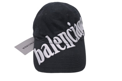 未使用品 BALENCIAGA バレンシアガ キャップ DIAGONAL CAP 22SS680738 410B2 帽子 ブラック コットン サイズS 中古 57329