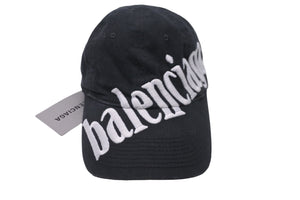 未使用品 BALENCIAGA バレンシアガ キャップ DIAGONAL CAP 22SS680738 410B2 帽子 ブラック コットン サイズS 中古 57329