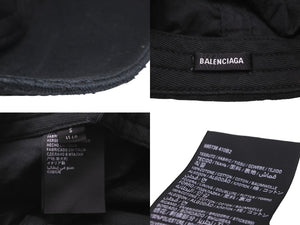 未使用品 BALENCIAGA バレンシアガ キャップ DIAGONAL CAP 22SS680738 410B2 帽子 ブラック コットン サイズS 中古 57329