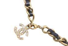 Load image into Gallery viewer, CHANEL シャネル ブレスレット 95P ココマーク ラインストーン レザー ブラック ゴールド金具 美品 中古 57344