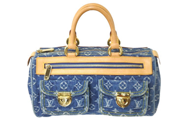 LOUIS VUITTON ルイヴィトン ハンドバッグ M95019 モノグラムデニム ネオスピーディ ブルー ゴールド金具 美品 中古 57371